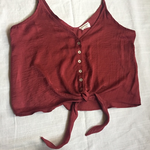 V neck button down tie front cropped tank - Picture 4 of 6